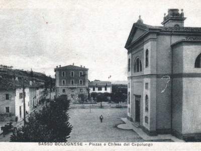 Panorama del centro di Sasso Marconi nel 1931. (Edizione G. Fabbriani)