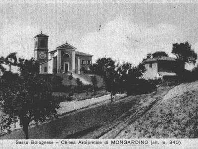 Cartolina della chiesa di Mongardino - Sasso Marconi