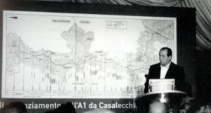 10 luglio 2006: il Ministro Di Pietro in località Cinque Cerri in occasione della cerimonia di inaugurazione della nuova viabilità autostradale (foto Luigi Ropa Esposti)